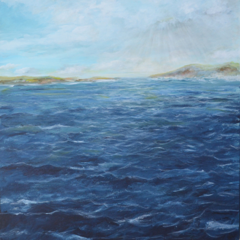 "Land in Sicht", Acrylmischtechnik, 80 x 80 cm
