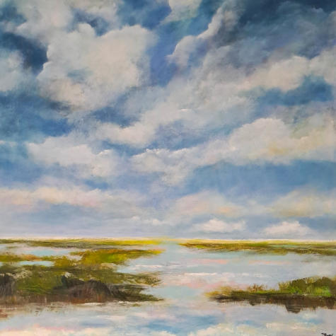 "In den Salzwiesen", Acrylmischtechnik, 80 x 80 cm