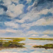"In den Salzwiesen", Acrylmischtechnik, 80 x 80 cm