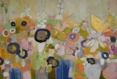 "Goldamseln", Acryl-Mischtechnik, 90 x 60 cm