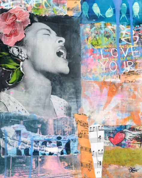"Love your music", Collage, Monoprint, 24 x 30 cm