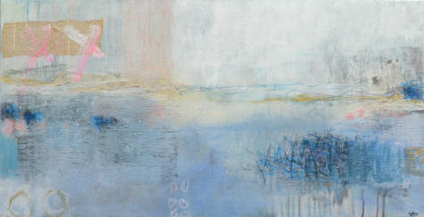 "Blue light trail", Mixed media, 100 x 50 cm